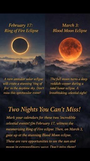 😯👉Amazing Night Sky Events Are Coming! 🌌 Sky lovers, get excited! Two incredible celestial shows are happening this month — on February 17 and March 3. ✨ Whether you just enjoy looking at the stars or you follow every sky event, these are two nights you should definitely keep free. 📅 February 17: [Add event name — for example, a meteor shower, planet alignment, or Moon–planet meeting] 🌕 March 3: [Add event name — such as a Blood Moon eclipse or another special lunar event] Make sure to note