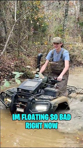 BALD TIRES VS THE CREEK.. #hondaboat #snorkeledhonda #jbccamp #mud riding #dig #funny #atv