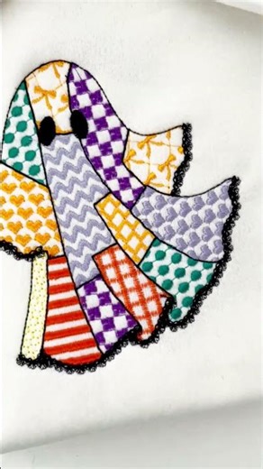 Halloween Ghost Patchwork #halloweenembroidery #patchworkdesign #halloweendesign