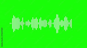 4K white digital audio soundwave visualizer Animation on green screen. Audio wavefrom isolated on green screen background, Animated sound wave spectrum.