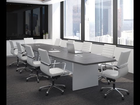 Elegant Boat Shaped Conference Tables with Power Outlets