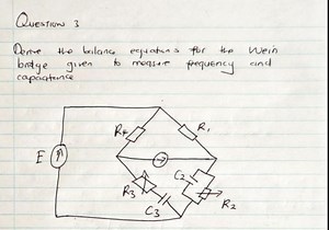 Question 3Derive the balance equations for the Wien bridge cir... | Filo