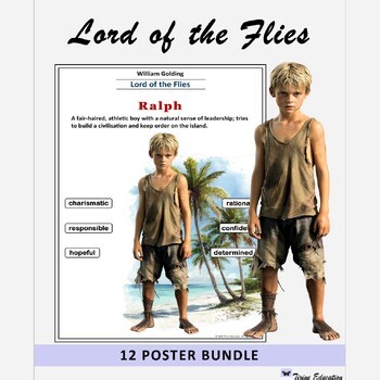 Lord of the Flies, English Literature, 12 Character Summary and Analysis Posters