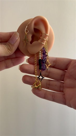 A recent custom order made I made! #crystals #custommade #handmadejewelry #earcuffs #beadedjewelry