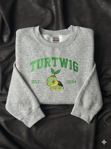 Turtwig Embroidered Sweatshirt, Vintage Pokemon Inspired Crewneck - Etsy