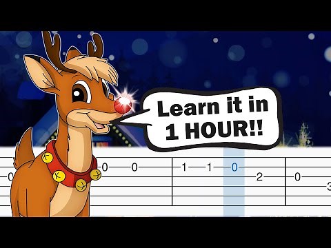 Rudolph the Red Nosed Reindeer - EASY Guitar tutorial (TAB)
