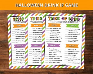 Halloween Trick or Drink Game, Halloween Drink If Game, Adult Halloween Drinking Game Printable, Halloween Games for Adults - Etsy
