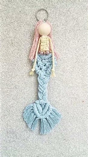 Easy DIY Macrame Mermaid Key chain #macrameprojects #handmadecrafts #diy