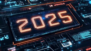 Digital interface showing 2025 futuristic year
