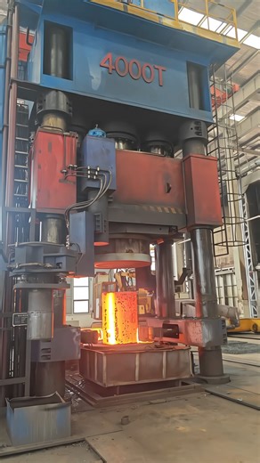 4000-Ton Power! 🔥 Watch this giant forging press shape red-hot steel with incredible force.