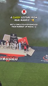 101K views · 2.9K reactions | This is why Real Madrid is a great team! 﫡Despite their loss in the Spanish Super Cup final, not a single player took off their runner-up medal!賂#realmadrid #madrid #fcbarcelona #supercopadeespaña #football #respect #final | Marca in English | Facebook