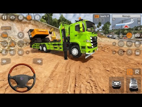 Hino Selfloader Truck Game Takes Excavator to Sand Mine l Mod Bus Simulator Indonesia
