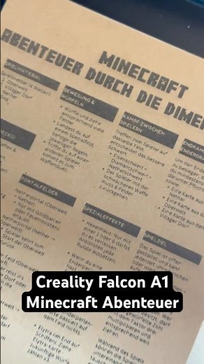 Creality Falcon A1 Laser - Minecraft Abenteuer - Spielanleitung