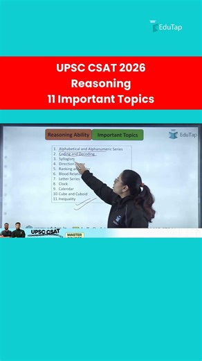 UPSC CSAT 2026 Reasoning 11 Most Important Topics | UPSC CSAT Syllabus | EduTap