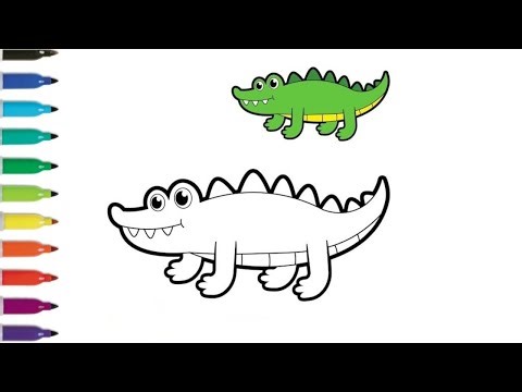Easy Crocodile Drawing for Kids | Step by Step Coloring Tutorial