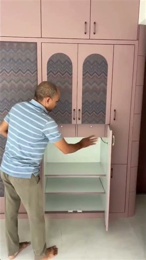 If your bedroom is small, build a sliding wardrobe with a hidden dressing table | #ytshorts #ward...