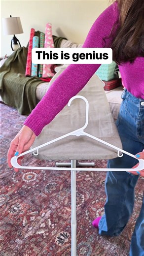 Last minute wrapping idea 🎁 Liz shares a helpful Christmas tip using a clothes hanger and an ironing board to easily wrap gifts. This original video was produced by Network Media LLC, and Liz & Jeff. #wrapping #ironingboard #lastminutegifts #christmasideas | Home Hacks & Easy Snacks
