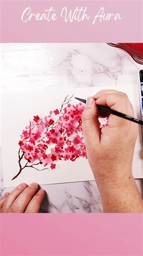 Easy Watercolor Cherry Blossom Branch #shorts #watercolor #spring