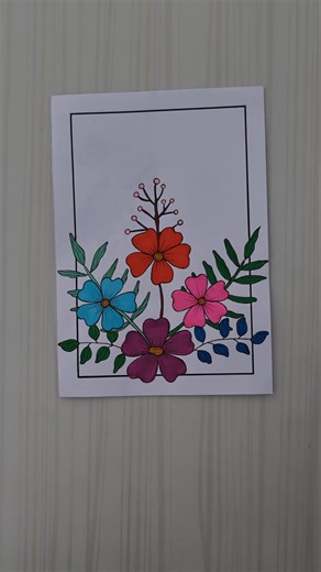 Colorful Bottom Floral Frame border design/6 easy border design/Project/Priyanka Gunwal #shorts