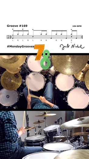 9.7K views · 400 reactions | #MondayGrooves No. 169. A ride cymbal groove in 7/8 with hi-hat openings on 1 & 2. Tag me in your reel playing this. #jostnickel #drummer #grooves #drums | Jost Nickel | Facebook