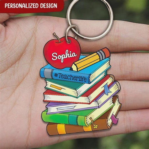 Personalized Teacher Keychain, Custom Name Acrylic Flat Keychain for Teacher's Day - Etsy