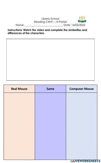 Compare and Contrast interactive worksheet for Grade 3 elementary