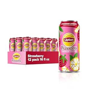 Lipton Fusions, Strawberry Lemonade & Iced Tea, 16 Fl Oz Cans (Pack of 12)