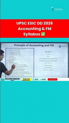 UPSC ESIC DD 2026 Accounting and FM Syllabus Explained