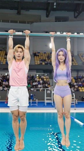 Pull-up Fighting Battle Over Water #challenge #pullupbar #pullups #femalefighters