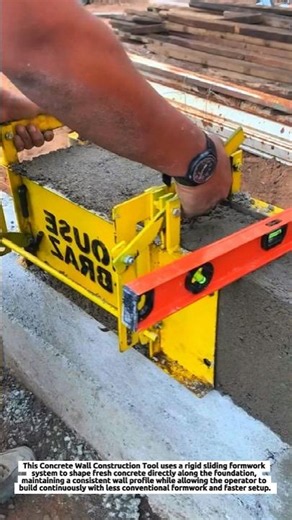 Concrete Wall Construction Tool Builds Straight Walls with a Sliding Formwork Technique in Minutes