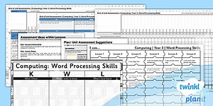 Computing: Word Processing Skills Year 3 Unit Assessment Pack