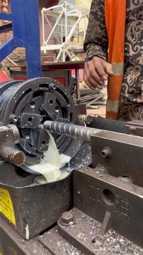 Threading rebar couplers for columns #construction #shorts #building #civilengineeringgroups