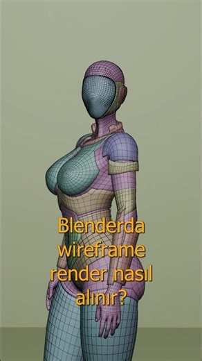 Blenderda Wireframe Render?#blender3d #blendertext #characterdesign #3dmodeling #blendertutorial