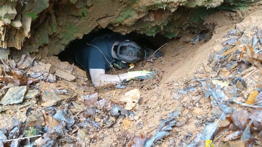 This mine entrance was barely passable - they went in anyway