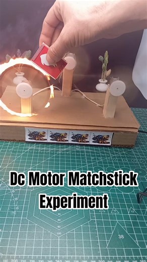 DC Motor Matchstick Experiment /Amazing DIY Fire Science Project #diy #experiment #project #dcmotor