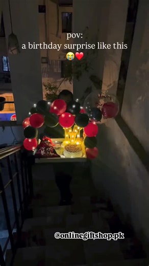 Online Gift Shop on Instagram: "Birthday Surprised Basket A beautiful surprised basket containing fresh Roses, 2.5 pound Cake (Layers Bakery), Imported Chocolates, Led Letter, Metallic Balloons with led Lights and decorative stuff . . . . . . . . . . . . #trending #birthday #anniversary #floraldesign"