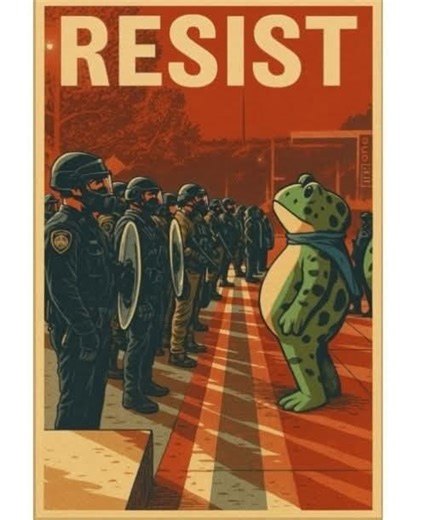 The Portland Frog protest is one of the best examples of how people push back against government overreach and false media narratives through creativity, humor, and heart. When ICE moves into Portland, people don’t respond with violence or chaos — they show up in inflatable frog costumes, turning what could be a moment of fear into one of joyful resistance. The frogs stand as a symbol of community solidarity and peaceful defiance. What makes it even more powerful is how it completely dispels the