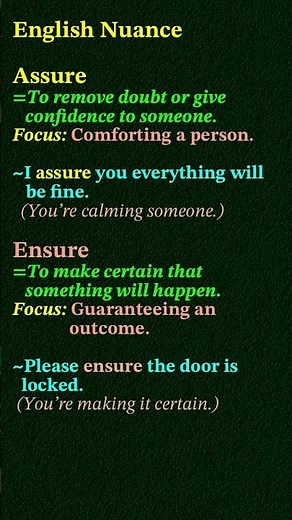 Assure vs Ensure: Subtle English Nuance Explained! #EnglishTips #LearnEnglish #ESL