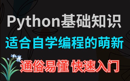 【Python基础】适合自学编程的萌新，通俗易懂，快速入门~