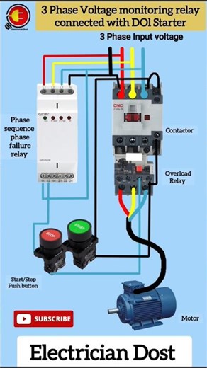 3 Phase Voltage monitoring relay connected with DOl Starter #dolstarter