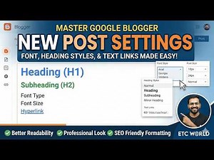 Google Blogger – New Post Settings | Font Type, Font Size, Heading Styles & Text Links