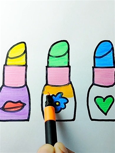 Lipstick Drawing and Colouring Tutorial | Easy Lip Art Step-by-Step