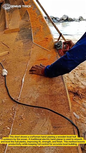 Hand Planing a Wooden Boat Hull by the Sea | Old-School Precision Craftsmanship