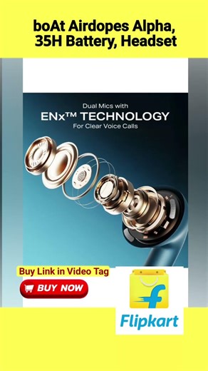 boAt Airdopes Alpha, 35H Battery, 13mm Drivers, ENx, Stream Ad Free Music via App Bluetooth Headset