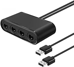 Controller Adapter for, 3 in 1 GC Handle Converter 4 Ports with Turobo & Vibrate Function, USB Plug and Play Game Console Adapter for Switch, for, PC