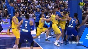 It was the most violent 60 seconds in Australian Basketball history. Players, fans and officials trading blows during an all-in, on-court brawl at a Boomers game in the Philippines. Life bans possible: https://www.9news.com.au/national/2018/07/03/01/09/basketball-boomers-philippines-brawl-breaks-out-world-cup-qualifier?ocid=Social-9News #9News | http://9News.com.au | 9 News