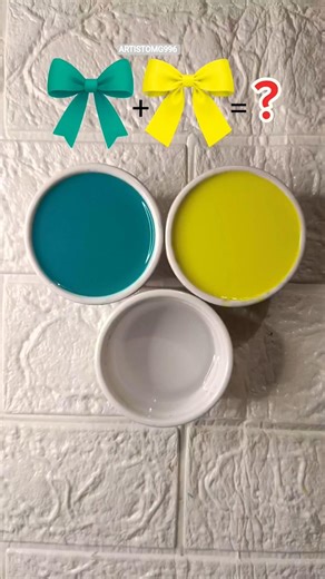 Color Mixing Art / Teal Blue & Lime Yellow #colormixingmagic #shorts #satisfying #acrylicpaint #asmr