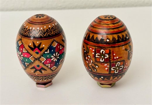 Vintage Hand Painted Wood Easter Eggs, Pysanky, Made in Ukraine, Set of Two - Etsy