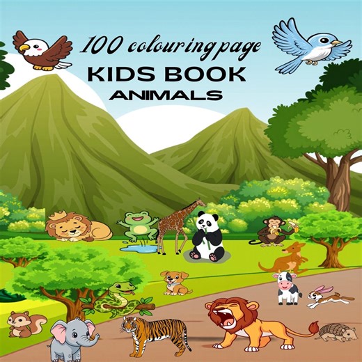 Kids Animal Coloring Book | 100 Pages Jungle Animals (PDF Download) - Etsy Canada