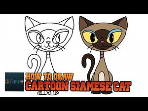 How to Draw Cartoon Siamese Cat Drawing Lesson Art Tutorial for Kids Learn To Draw